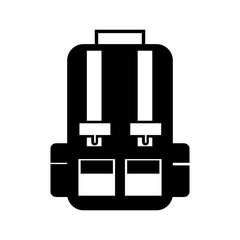 black icon travel backpack cartoon vector graphic design