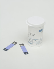 strip, the blood sugar value is measured on a patient finger