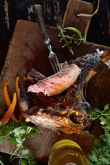 juicy grilled steaks on a cutting board