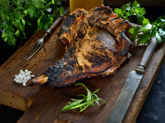 juicy grilled steaks on a cutting board