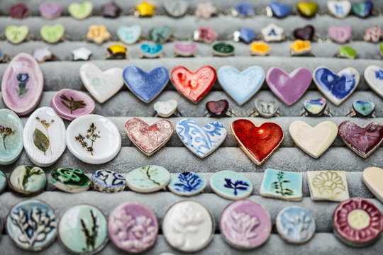 heart buttons ceramics