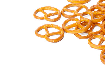 glazed and salted pretzels isolated on white background