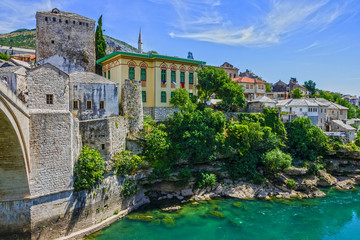 Fototapeta na wymiar Mostar old town view, Bosnia and Herzegovina