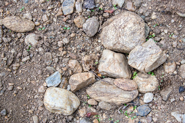 texture of a few stones in dirt