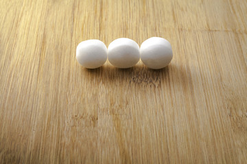 Pile of moth balls in close up view