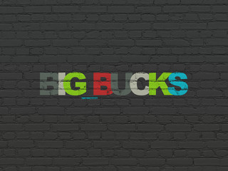 Business concept: Big bucks on wall background