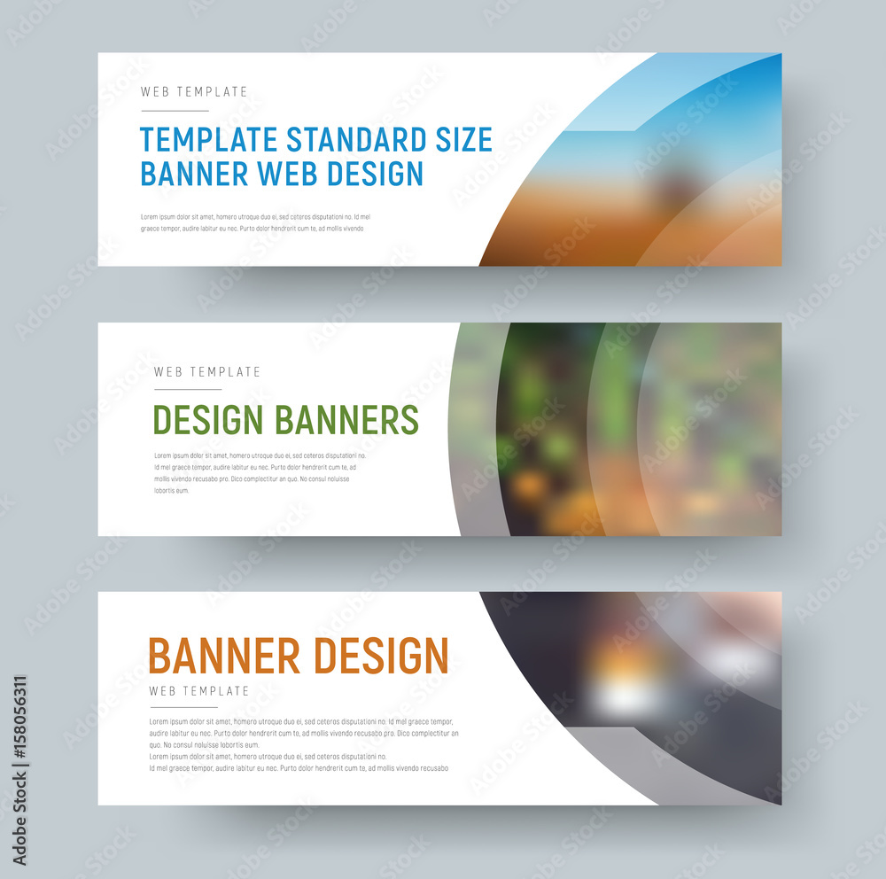 Aufkleber Design of standard white web banners with space for images and text.