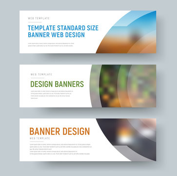 Design of standard white web banners with space for images and text.
