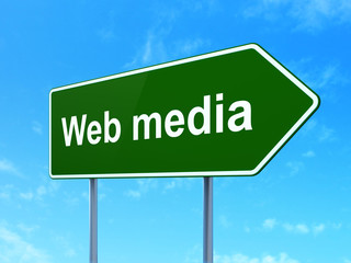 Web development concept: Web Media on road sign background