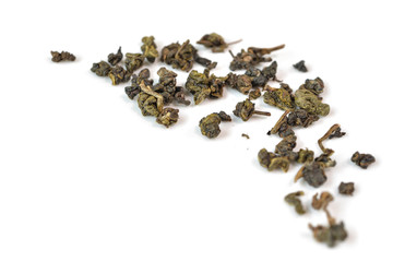 Oolong tea leaves on white background  - isolated