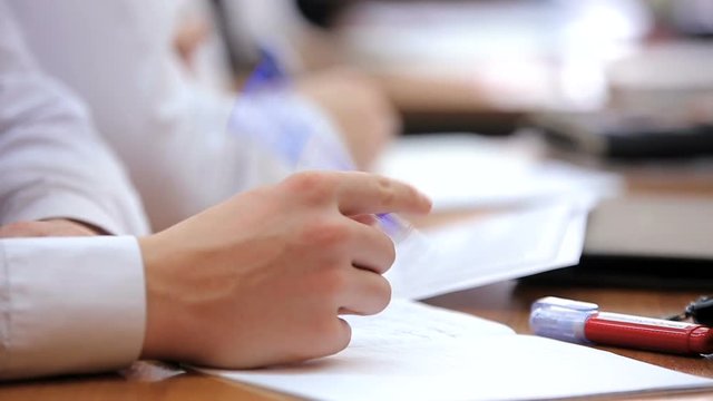 High school teenage students at the desk