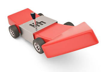 Wheel on arrow red arrow car.3D illustration.