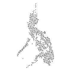 Map of Philippines from polygonal black lines and dots of vector illustration
