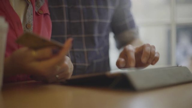 Shopping online with digital tablet