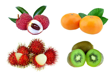 Collection of fruits isolated on white background