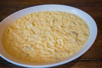 steamed egg (Kai Thoon), steamed egg with ant egg, Thai food