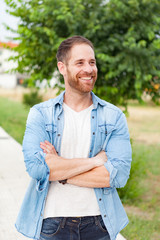 Casual guy relaxed in a park