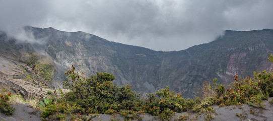 irazu volcano crater in Costa Rica , top view