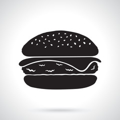 Vector illustration. Silhouette of cheeseburger. Unhealthy food. Patterns elements for menus, signboards, showcases, wallpapers