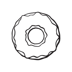 Vector illustration. Hand drawn doodle of donut with glaze. Cartoon sketch.  Decoration for menus, signboards, showcases, greeting cards, wallpapers