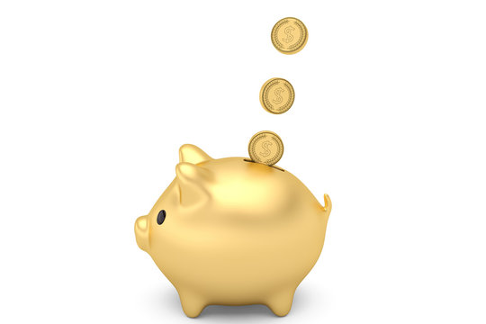 Gold piggy bank, Illustration - Stock Image - F012/7079 - Science Photo  Library