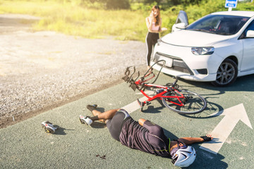 Asia cyclist injured on the street bike