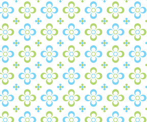 Fototapeta na wymiar A seamless pattern of simple flowers with alternating green and blue colors