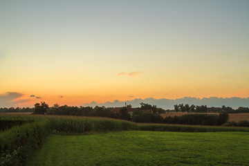 Sunset With Fields And Trees In Upper Austria Near Wels, Upper Austria/Austria/Europe 02