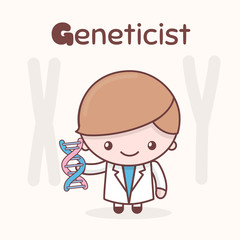 Cute chibi kawaii characters. Alphabet professions. The Letter G - Geneticist.