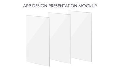 White blank mobile web wireframing pages mockups. Can be used for app design presentation. App mockup for smartphone. Vector illustration 