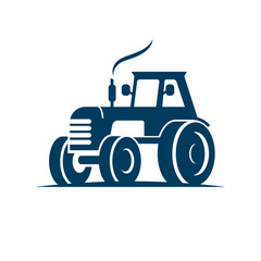 farm tractor emblem icon logo isolated on white