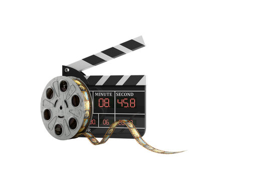 movie clapper board high quality 3d render on white no shadow