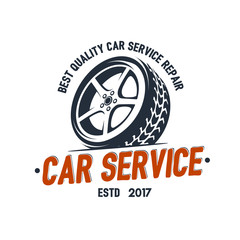 Car Service wheel logo emblem design vector