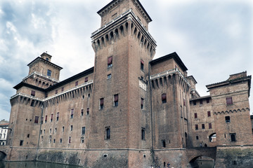 Views of the medieval ducal castle called estense, in marnific state of conservation