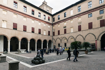 Views of the medieval ducal castle called estense, in marnific state of conservation
