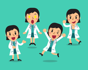 Cartoon female doctor character poses