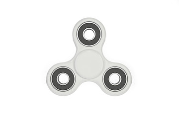 Blank white fidget spinner. Very popular toy. 3d render illustration.