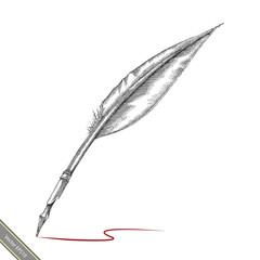 Quill pen hand drawing clipart