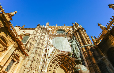 Gothic architecture of Sevilla Cathedral in Sevilla, Spain