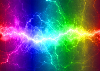 Rainbow abstract lightning, electric abstract