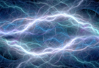 Blue plasma discharge, abstract electric background