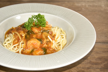 Spaghetti sausage with chilli
