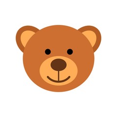 Fototapeta premium Teddy bear head character isolated on white background. Soft toy vector illustration in flat style.
