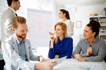 Happy business people in office