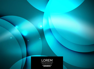 Shiny glowing glass circles, modern futuristic background template