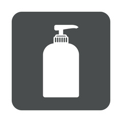 Icono plano dosificador jabon en cuadrado gris