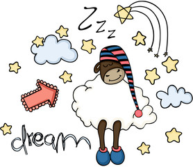 Dream cute sheep sleeping
