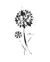 Graphic black-and-white flower hand-painted