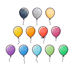 Flat colorful balloons set