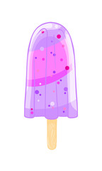 Cartoon cool popsicle. Sweet ice cream isolated on the white background.